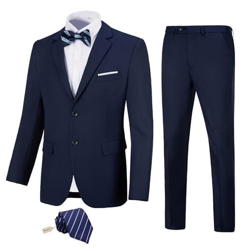 Slim Fit Suit Set for Men: Solid Color Jacket, Pants, and Tie