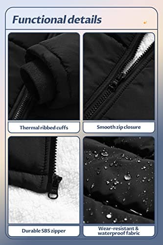 Pursky Boys' Warm Winter Water Resistant Sherpa Puffer Coat With Hood