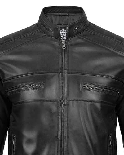 Blingsoul Cafe Racer Style Premium Men's Leather Jacket - Real Lambskin