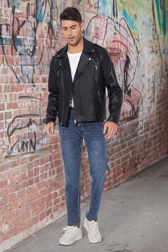 Fahsyee Black Bomber Jacket - Men Motorcycle Stand Collar Zip-Up