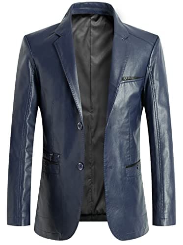 Chou Yakou Men's Slim Fit Notched Collar Moto Blazer Jacket