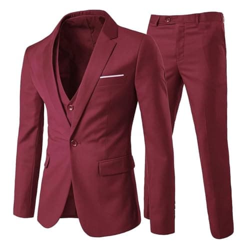 Cloudstyle Men's Slim Fit Notched Lapel 3-Piece Formal Suit Jacket & Pants Set