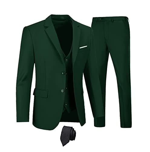 Men's 3-Piece Slim Fit Suit Set - Wedding Business Tuxedo with Blazer, Vest, Pants & Tie