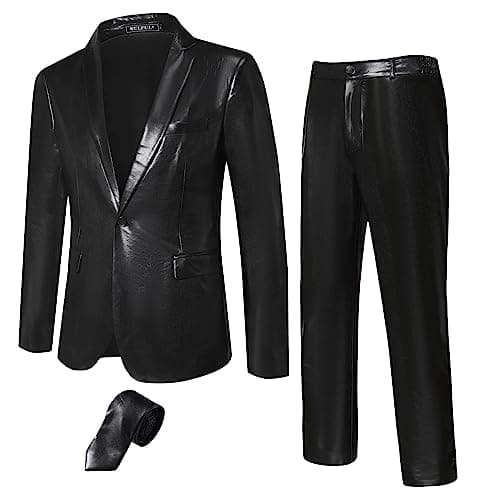 WULFUL Men's 70s Disco Outfit Sequin Jacket & Pants for Halloween Party