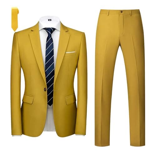 Mogu Men's Slim Fit 2-Piece Tuxedo Suit for Weddings and Formal Events