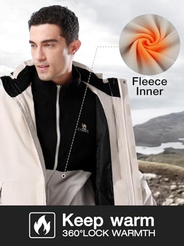 CAMEL Men's 3 in 1 Winter Waterproof Ski Jacket