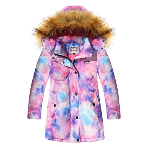 WULFUL Girl's Winter Waterproof Down Puffer Jacket with Warm Hood