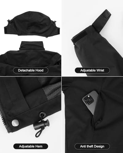 BEFAMALI Men's Waterproof 3-in-1 Ski Jacket with Hood
