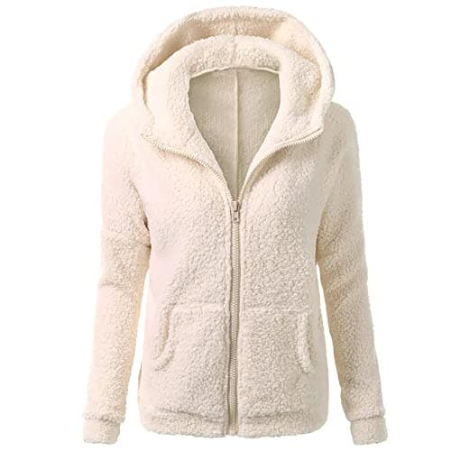 YMADREIG Women's 2023 Winter Fuzzy Fleece Zip-Up Hoodie Coats Plus Size Warm