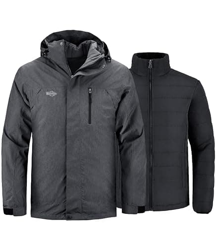 Wantdo Men's Waterproof 3-in-1 Ski & Snowboarding Jacket Windproof Warm Coat with Detachable Puffer