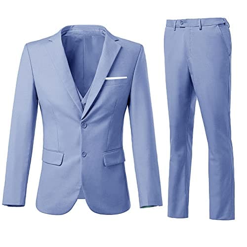 ZKHOECR Men's Slim Fit 3-Piece Suit