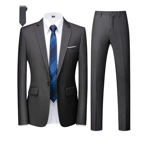 Mogu Men's Slim Fit 2-Piece Tuxedo Suit for Weddings and Formal Events