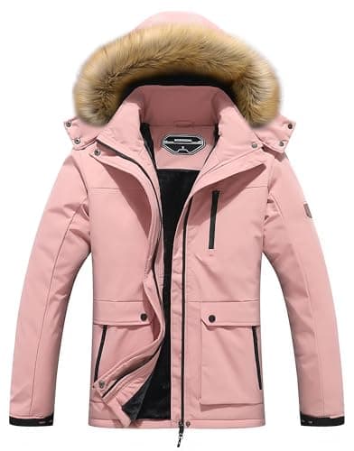 MOERDENG Women's Waterproof Winter Hooded Ski Jacket