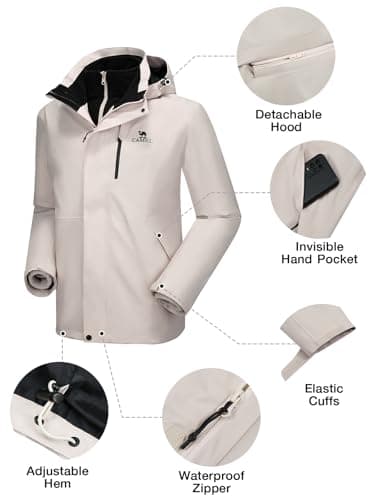 CAMEL Men's 3 in 1 Winter Waterproof Ski Jacket