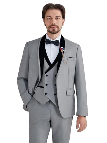 MAGE MALE Men's Slim Fit 3 Piece Formal Tuxedo Set for Weddings and Events