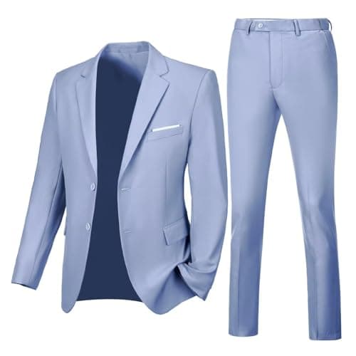 Lynerun Men's Slim Fit 2-Piece Prom Tuxedo Suit Jacket and Pants Set