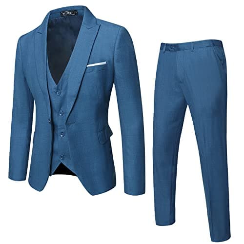 WULFUL Men’s Slim Fit 3-Piece Suit: Blazer, Vest & Pants for Business and Weddings