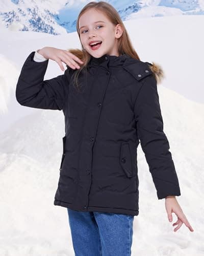 WULFUL Girl's Winter Waterproof Down Puffer Jacket with Warm Hood