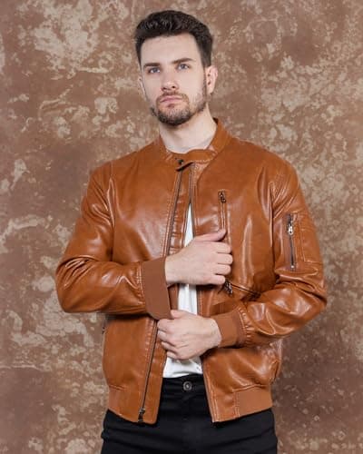 Global Recycled Standard WULFUL Men's Faux Leather Stand Collar Lightweight Bomber Jacket
| Lightweight WULFUL Men's Faux Leather Stand Collar Bomber Jacket Global Recycled Standard
| WULFUL Men's Faux Leather Stand Collar Lightweight Bomber Jacket