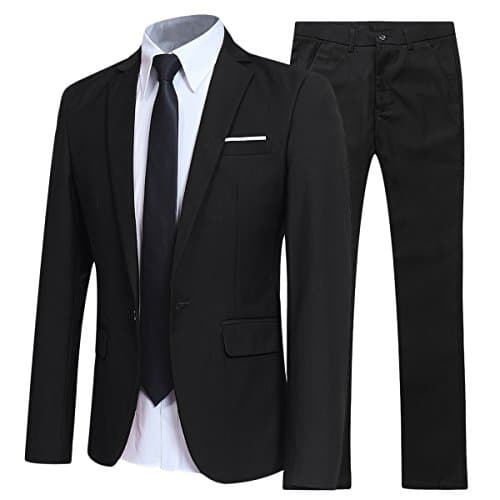 YFFUSHI Men's Slim Fit One-Button Casual Wedding Suit Set