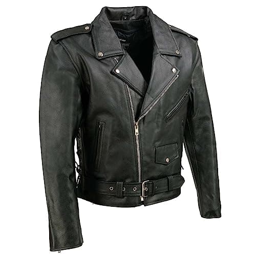 Men's Black EL5411 Classic Side Lace Motorcycle Jacket