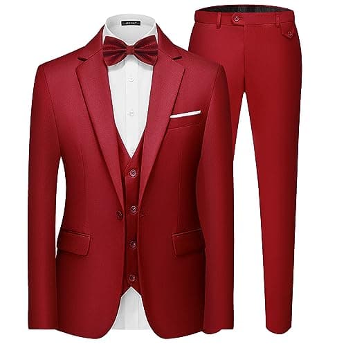 MAGE MALE Men's 3-Piece Slim Fit Suit Set: Elegant Blazer, Vest, and Pants