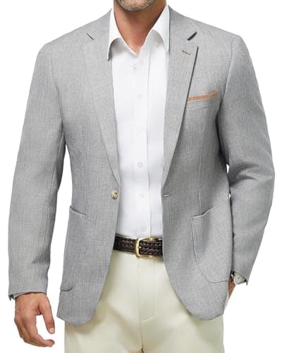 WULFUL Men's Regular Fit Linen Cotton Blazer with Pockets