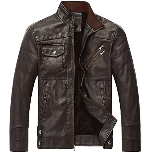 WULFUL Men's Vintage Leather Motorcycle Jacket