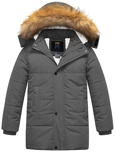 Thick Winter Coat for Boys: CREATMO US Sherpa Long Parka Jacket