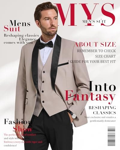MY'S Mens Winter Slim Fit Tuxedo Suit Shawl Lapel 3-Piece Set