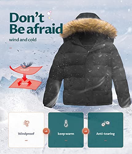 Creatmo US Boys' Water Resistant Winter Windbreaker Jacket