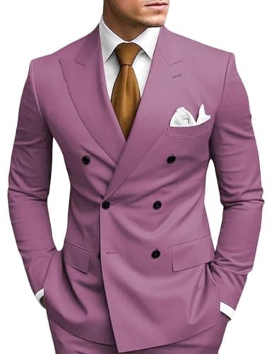 Double Breasted Suit Men Slim Fit 2 Piece Wedding Prom Set