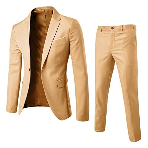 BIFUTON Men's Slim Fit 1-Button Tuxedo Suit for Party, Wedding, Business