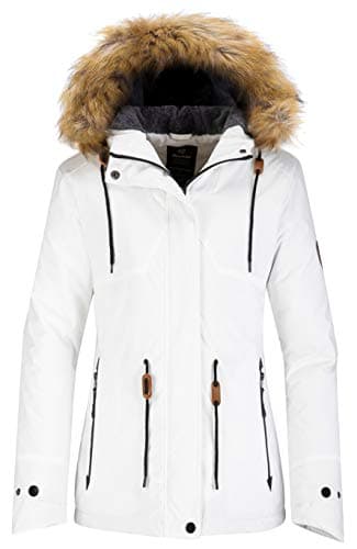 Wantdo Women's Waterproof Insulated Fleece Hooded Ski Jacket