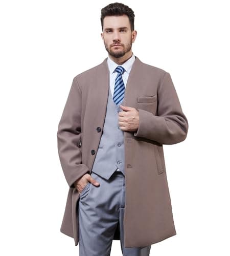 WULFUL Men's Slim Fit Wool Trench Coat Winter Coat