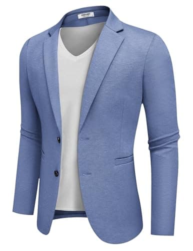 COOFANDY Men's Casual Two-Button Knit Blazer Lightweight Sport Coat Suit Jacket