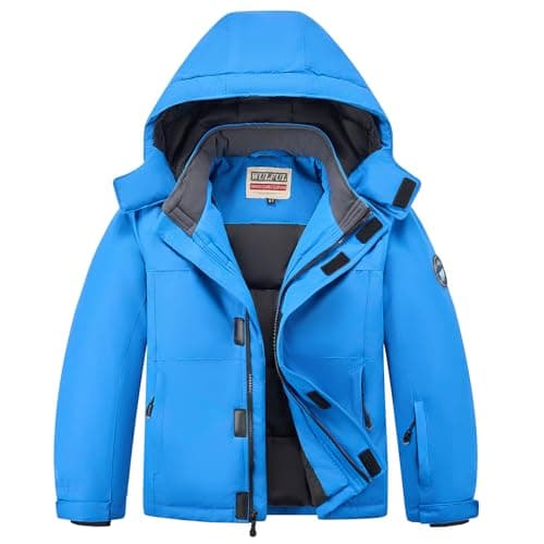 WULFUL Kids' Waterproof Fleece Ski Jacket - Warm Hooded Winter Coat for Boys and Girls