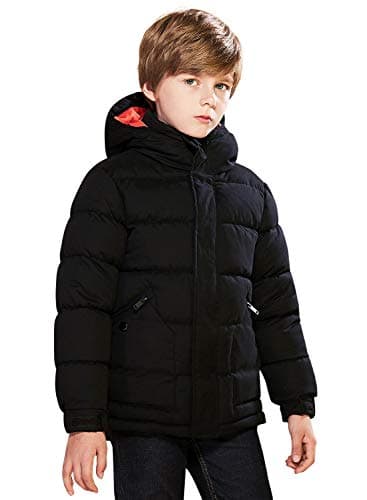 SOLOCOTE Boys Lightweight Thick Winter Jacket Warm & Soft Puffy Cotton Coat with Hood