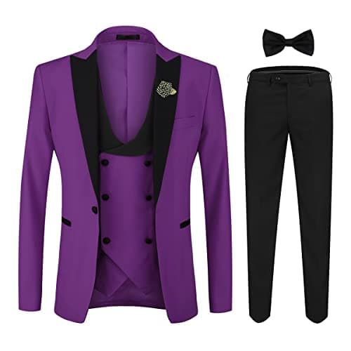 YFFUSHI Men's Slim Fit One-Button Prom Suit Set
