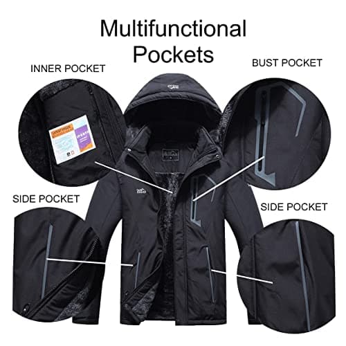 Pooluly Men's Waterproof Winter Jacket