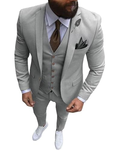 Wangyue Men's Slim Fit 3 Piece Suit Set