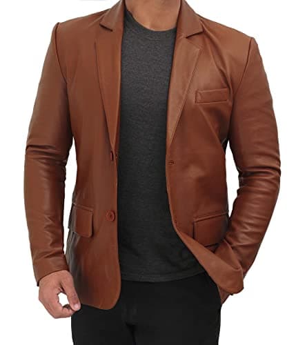 Black & Brown Real Lambskin Leather Blazer for Men