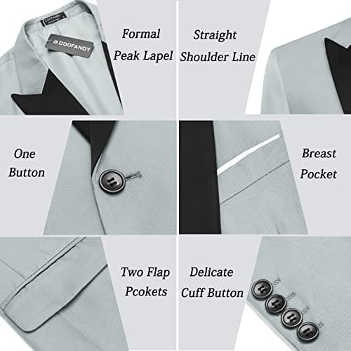 COOFANDY Men's Slim Fit Prom Tuxedo 3-Piece Suit with Blazer, Vest, Pants & Tie