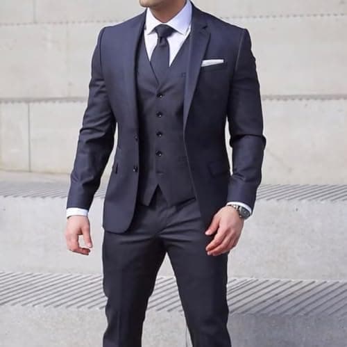 Loravita Men's Slim Fit Notched Lapel Business Suit Set for Formal Occasions