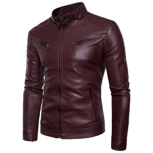Maiyifu-GJ Men's Black Slim Fit Casual Motorcycle Jacket