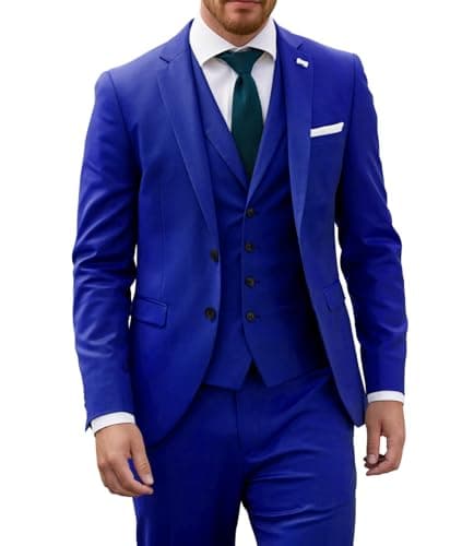 Wangyue Mens Slim Fit 3-Piece Prom Wedding Suit with Blazer Vest Pant