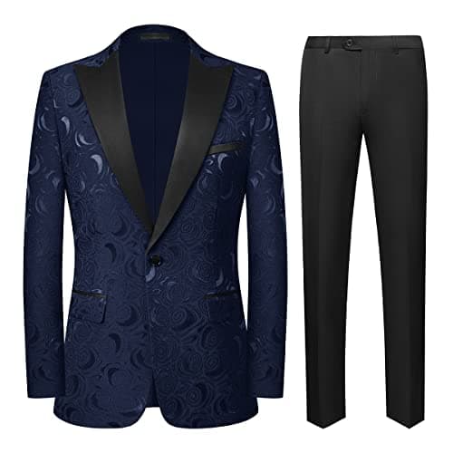 Cloudstyle Men's 2-Piece Floral Jacquard Suit