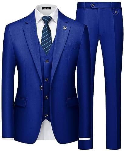 MAGE Men Slim Fit 3PC Tuxedo Suit Blazer Vest Pants Set