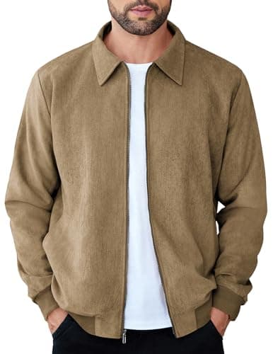 Men's Casual Suede Bomber Jacket