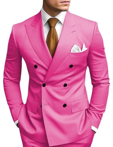 Double Breasted Suit Men Slim Fit 2 Piece Wedding Prom Set